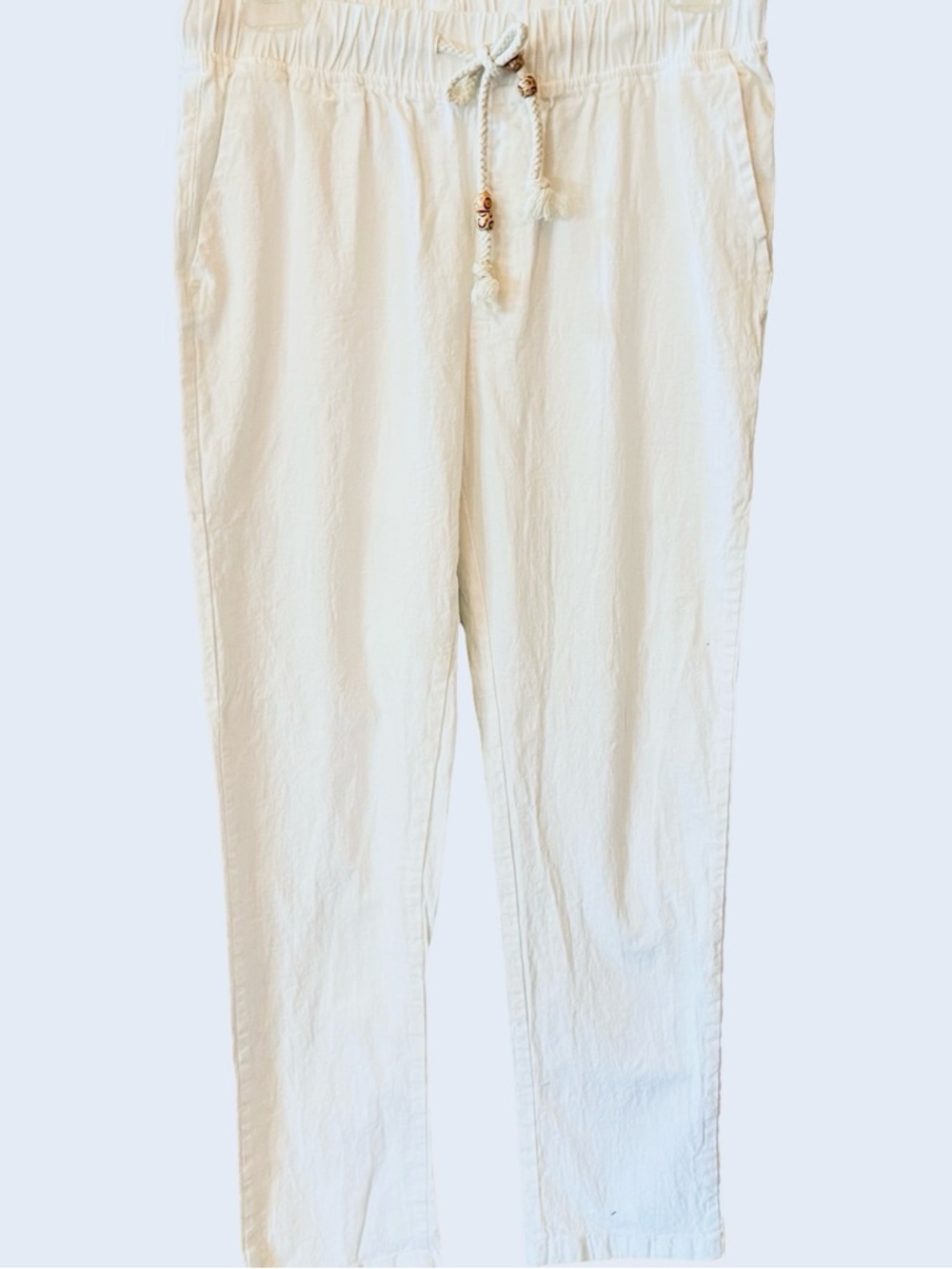 Men's White Drawstring Casual Pants